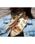 35X35"  Gold & Turquoise Floral Wild Rag / Scarf WR853