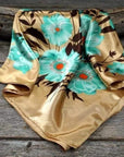 35X35"  Gold & Turquoise Floral Wild Rag / Scarf WR853