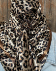 35X35" Tan Leopard Wild Rag / Scarf - Copper Jet, Champagne, Topaz Slide WRC168A