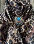 35X35" Brown Leopard Wild Rag / Scarf - W206 Slide WRC169B