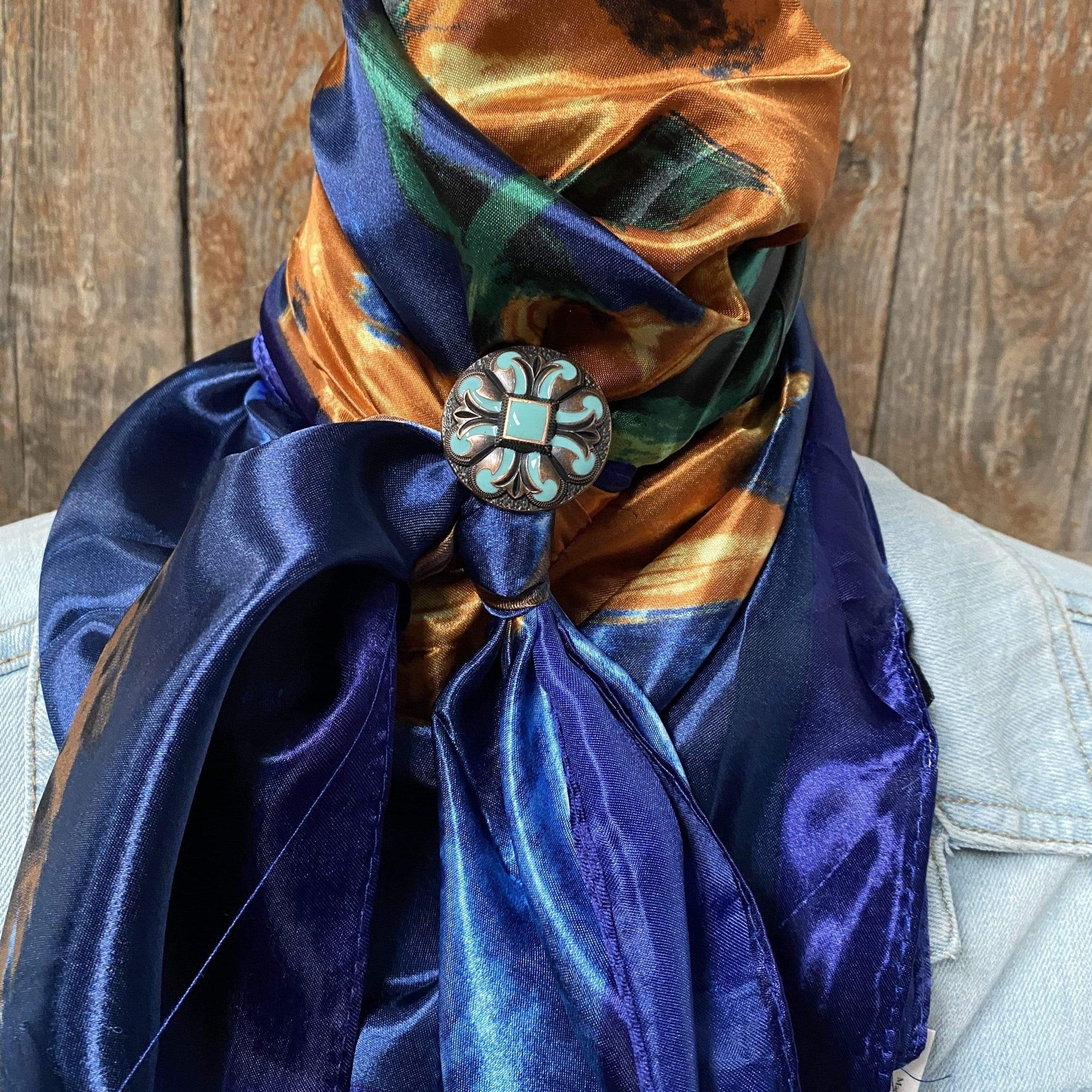 35X35" Blue Painted Sunflowers Wild Rag / Scarf -W120L WRC2101A
