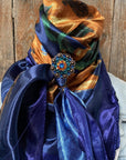 35X35" Blue Sunflowers Wild Rag / Scarf -Copper Capri, Fireopal, Teal Slide WRC2101C