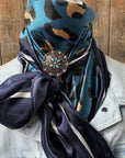 35X35" Teal Cheetah Wild Rag /Scarf -W138L Slide WRC2404A