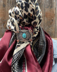 35X35" Wine Leopard Print Wild Rag / Scarf - W115L Slide WRC397B