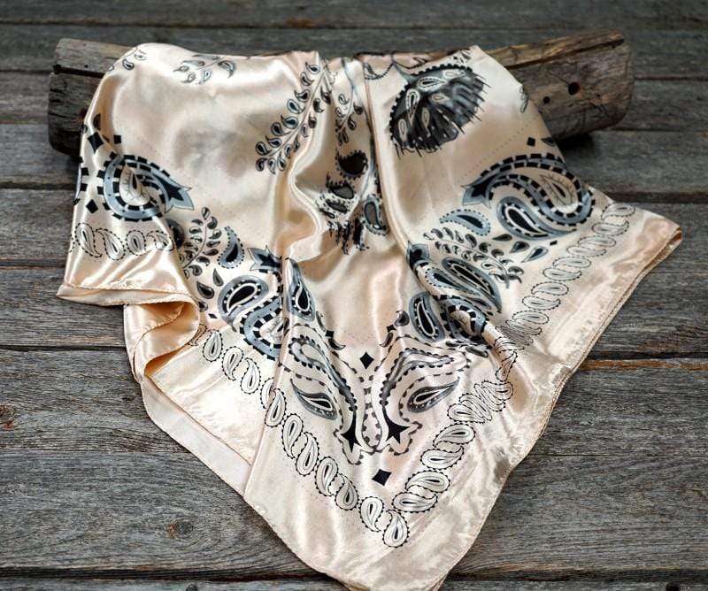 35X35" Light Pink &amp; Grey Paisley Wild Rag / Scarf - W132L Slide WRC435C