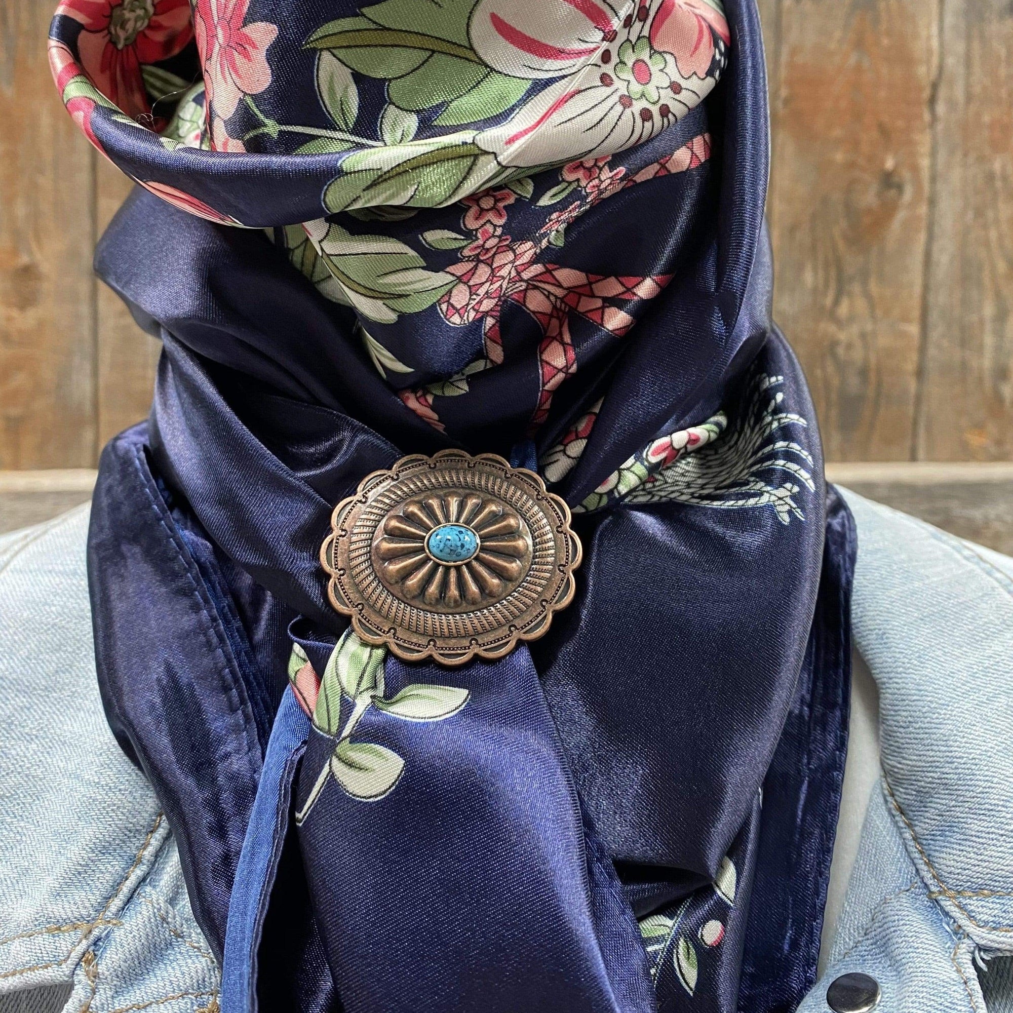 35X35" Rose Buds &amp; Tassels Wild Rag / Scarf - W179L Slide WRC51B