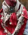 35X35" Red & Wine Floral Wild Rag / Scarf - W110L Slide WRC592B
