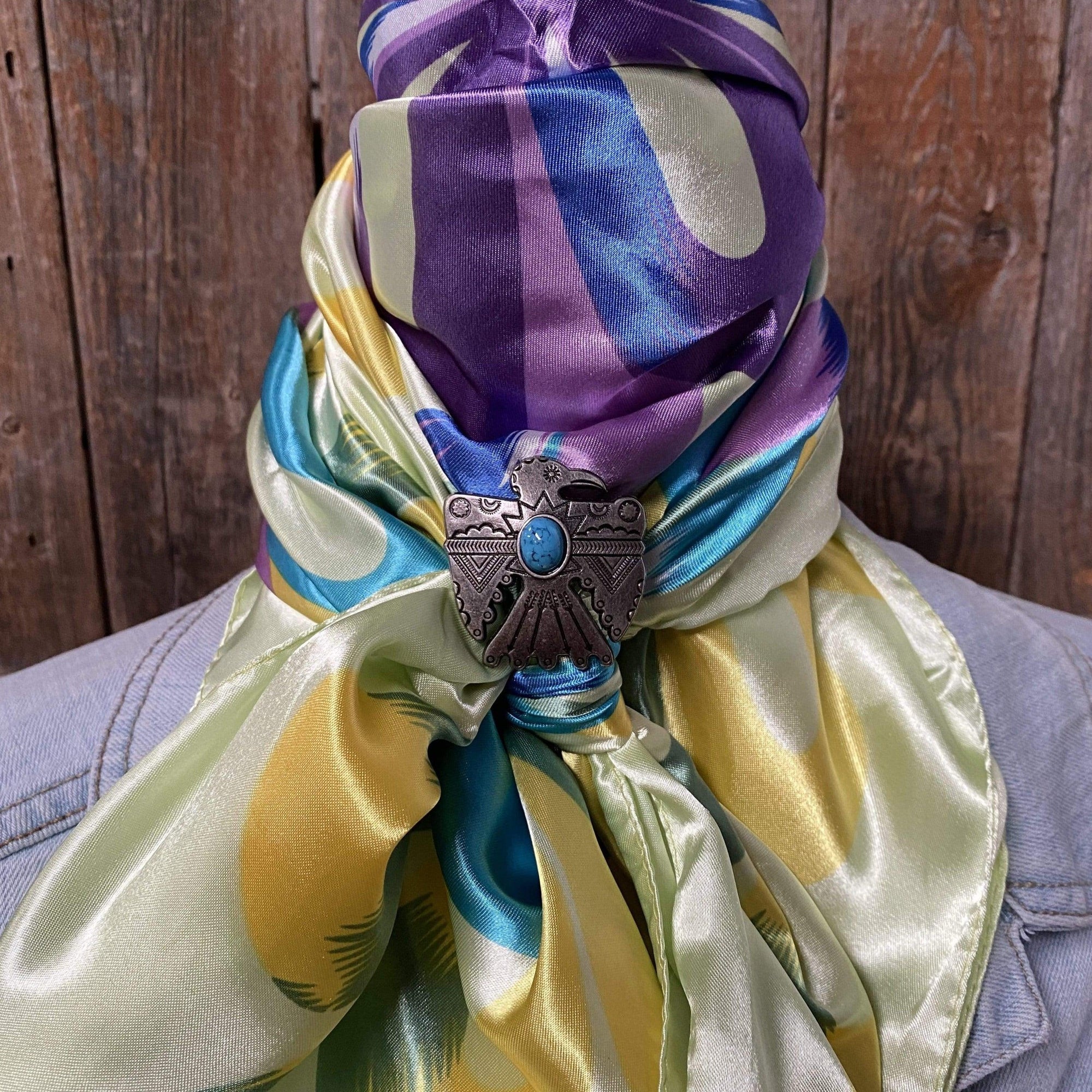 35X35" Purple &amp; Green Multi-Colored Wild Rag / Scarf -W181 Slide WRC613B