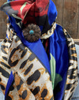 35X35" Royal Blue Leopard Print Wild Rag / Scarf - W132L Slide WRC701B