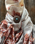35X35" Grey & Pink Floral Wild Rag / Scarf - W132L Slide WRC852B