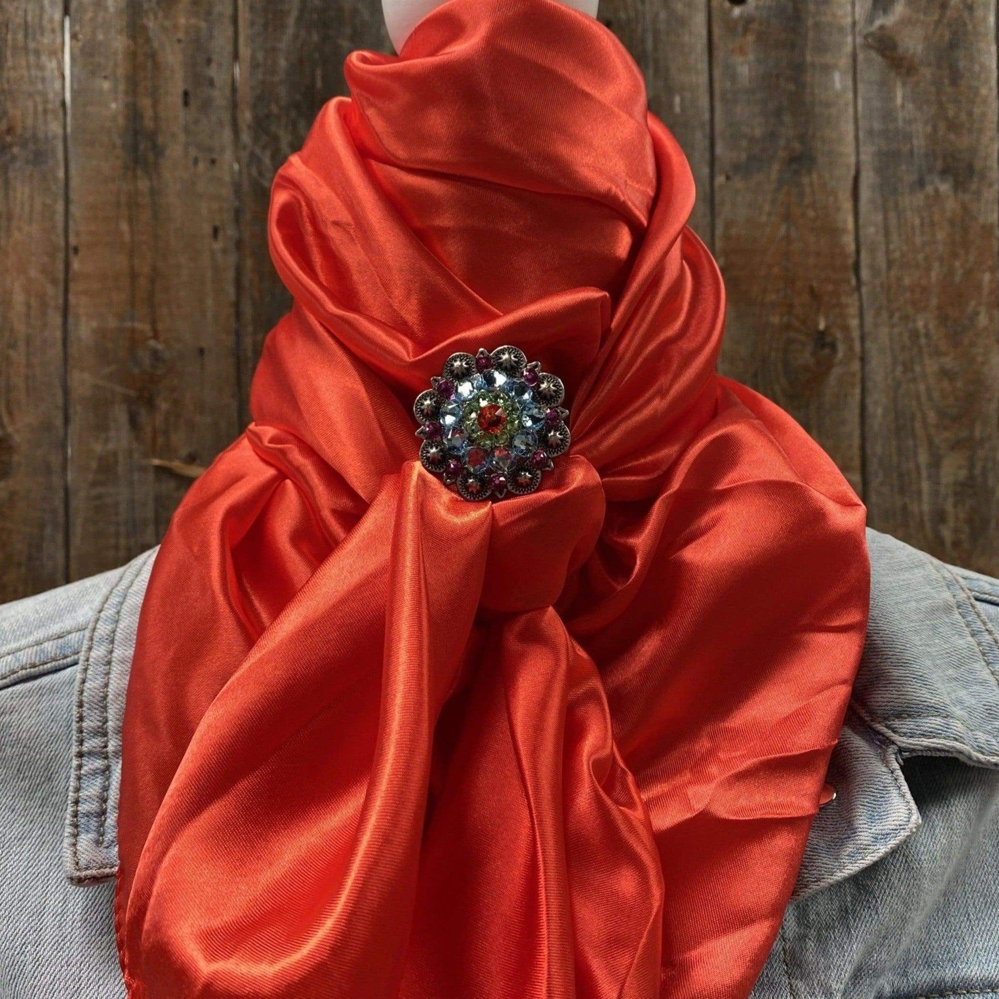 35X35" Electric Red Wild Rag / Scarf - Fire Opal, Teal &amp; AB  Slide WRSC10A