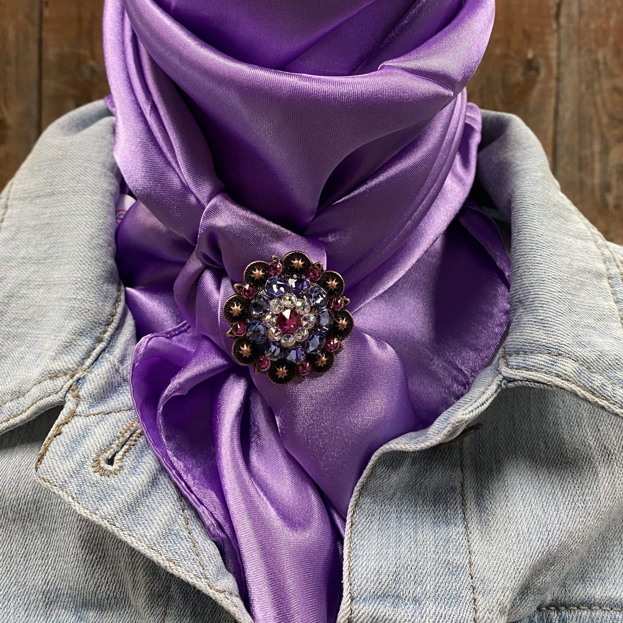 35X35" Solid Lavender Wild Rag / Scarf - Copper Fuchsia, AB, &amp; Lilac Slide WRSC13B
