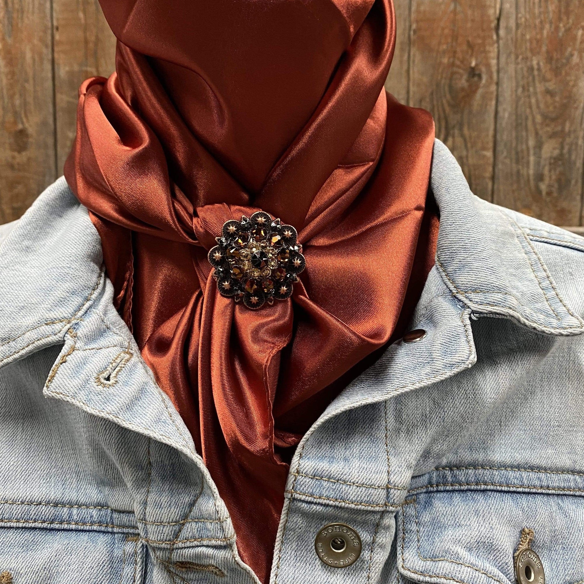 35X35" Solid Rust Wild Rag / Scarf - Copper Jet, Champagne, &amp; Topaz Slide WRSC16A