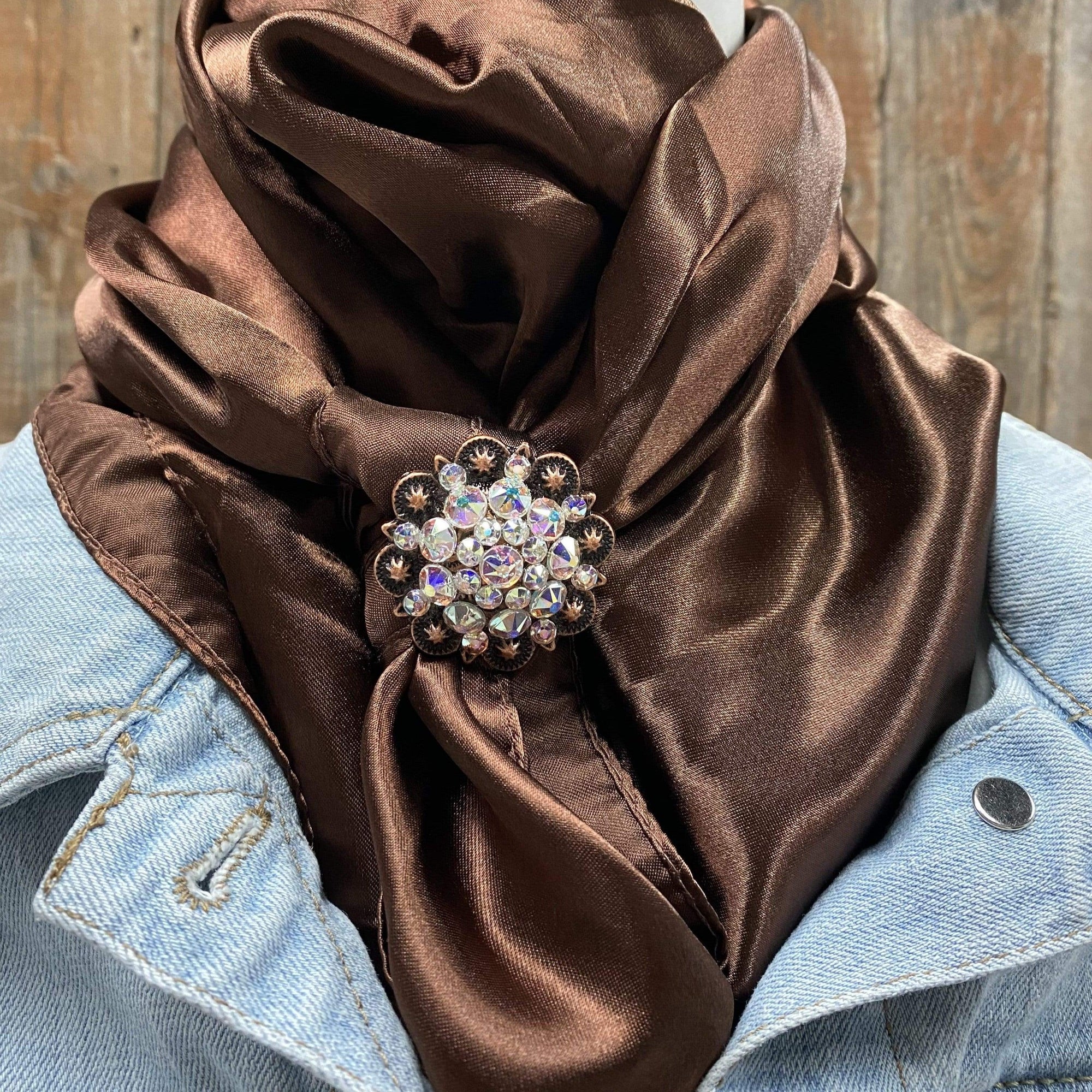 35X35"  Solid Brown Wild Rag / Scarf - Copper AB Slide WRSC2A