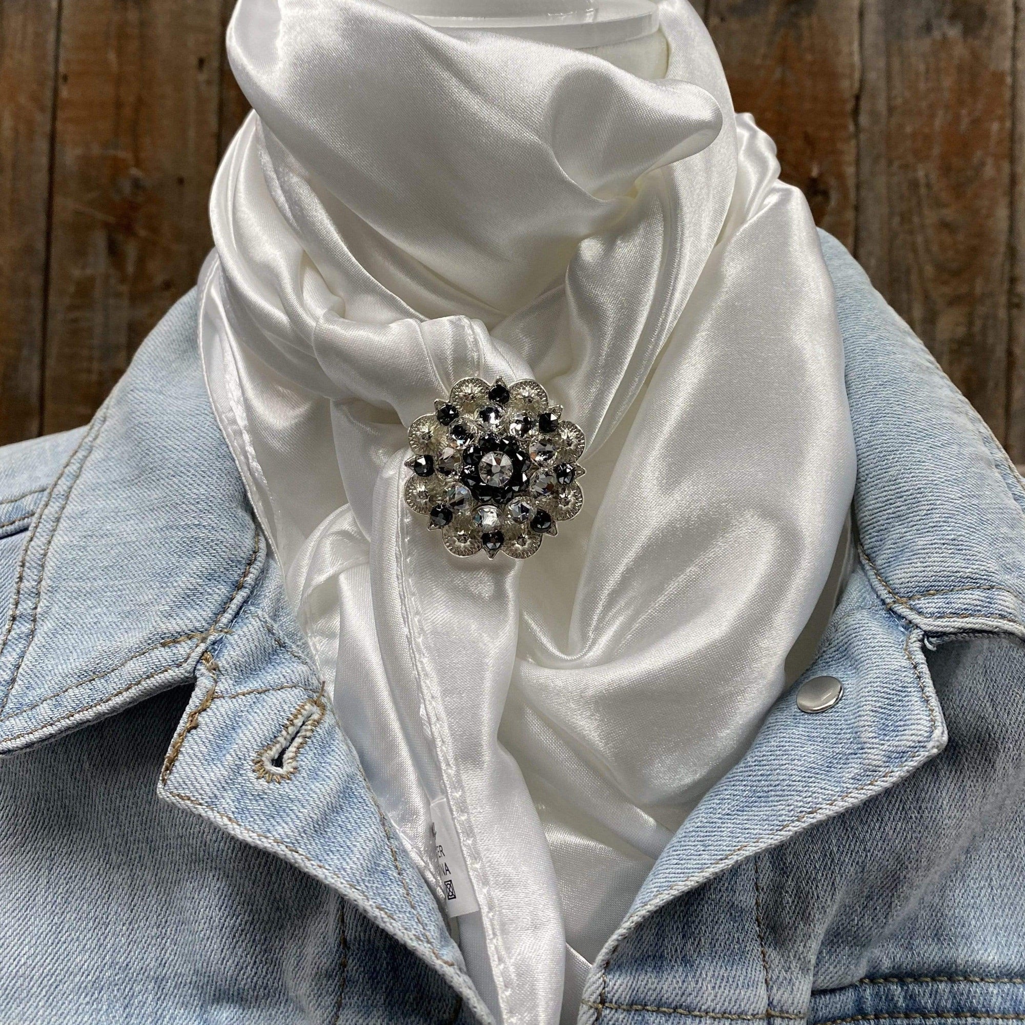 35X35"  Solid White Wild Rag / Scarf - Bright Jet &amp; Clear Slide WRSC3A