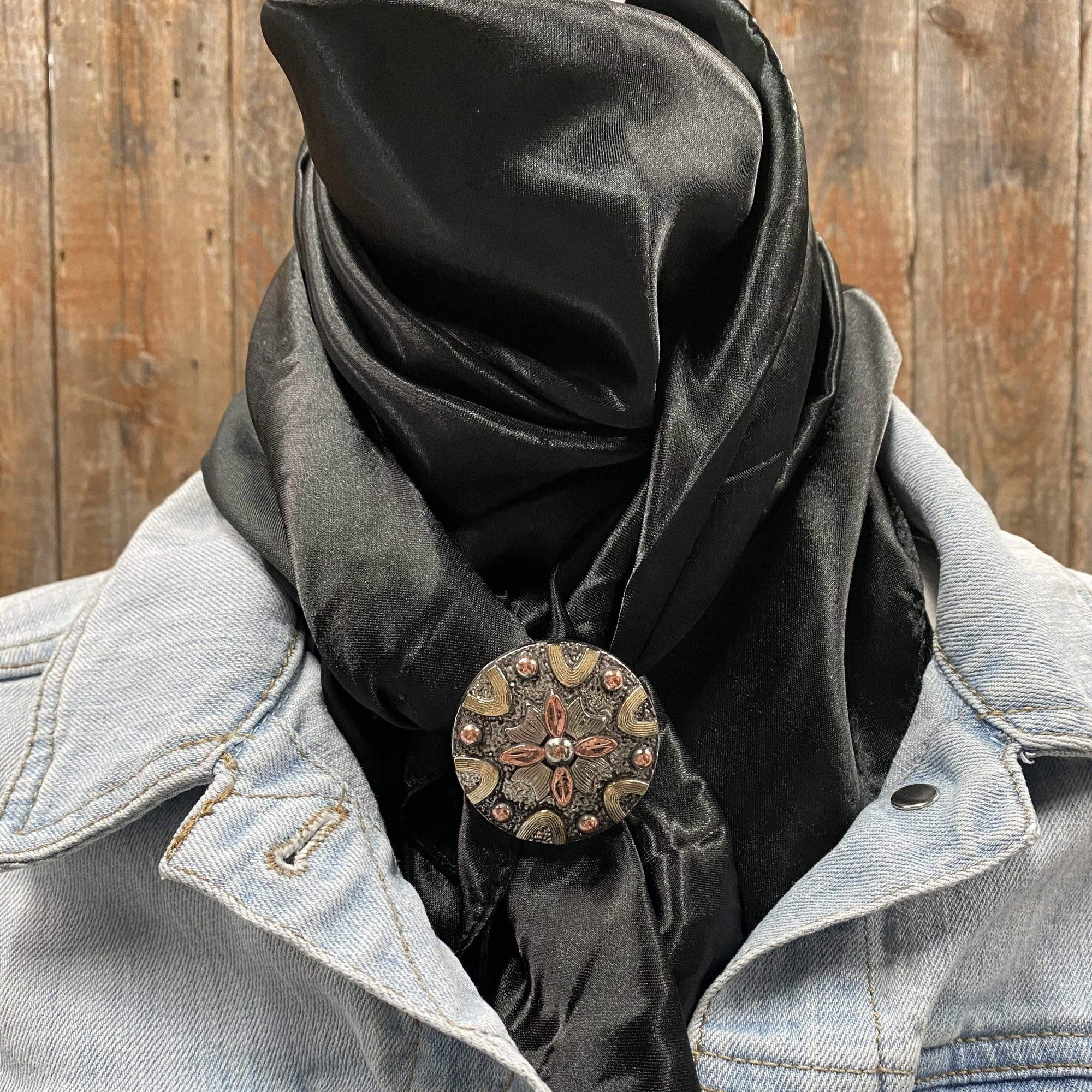 35X35"  Solid Black Wild Rag / Scarf - W147L Slide WRSC4B