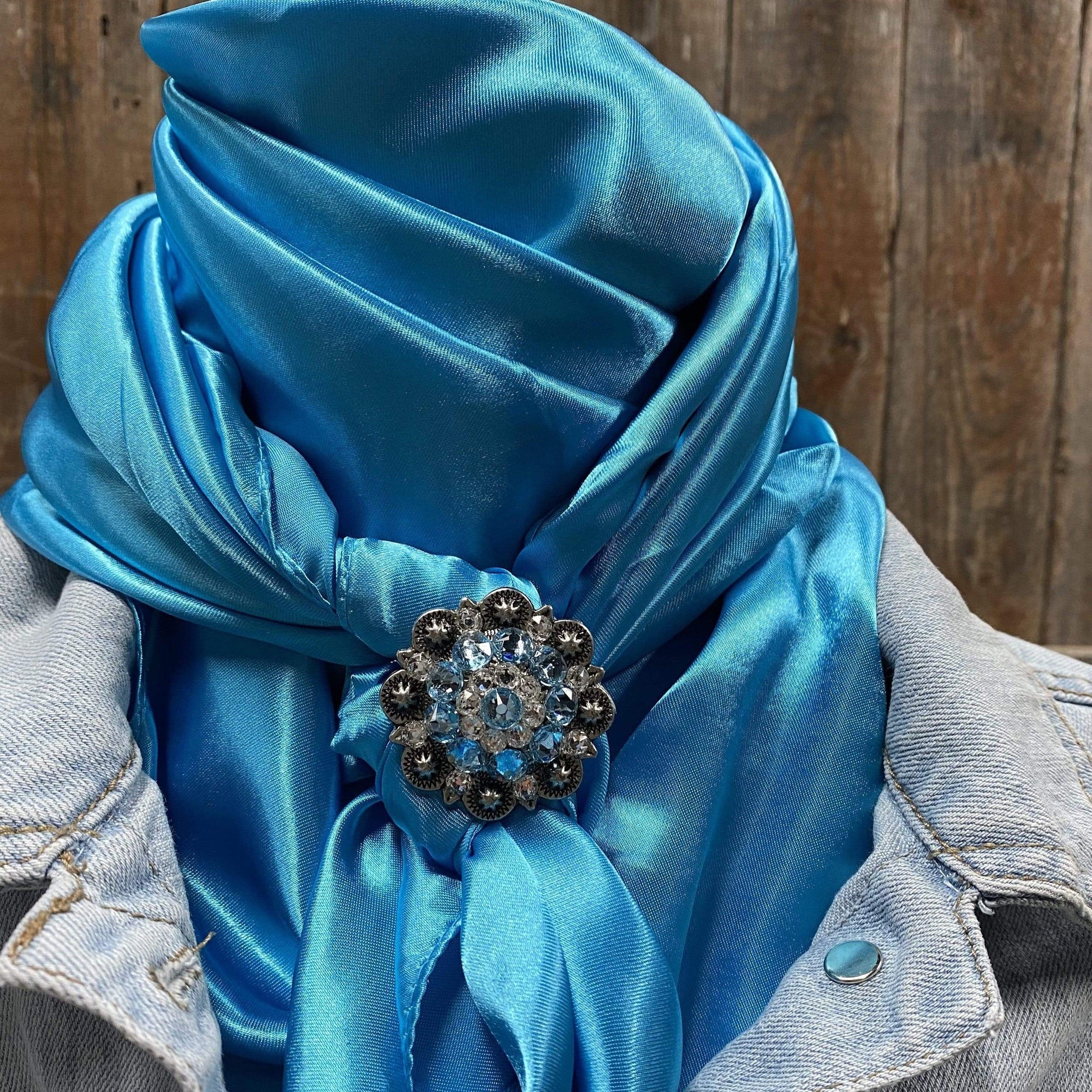 35X35"  Solid Aqua Wild Rag / Scarf - Antique Aqua &amp; Clear Slide WRSC8A