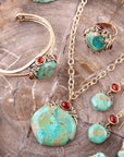 Wilder Turquoise Carnelian and Bronze Cuff Bracelet