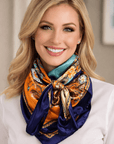 35X35" Blue and Brown Floral Wild Rag / Scarf WR3349