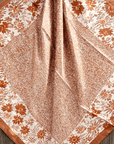 35X35" Cream and Brown Floral Wild Rag / Scarf WR3352