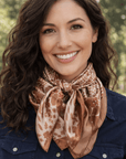 35X35" Cream and Brown Floral Wild Rag / Scarf WR3352