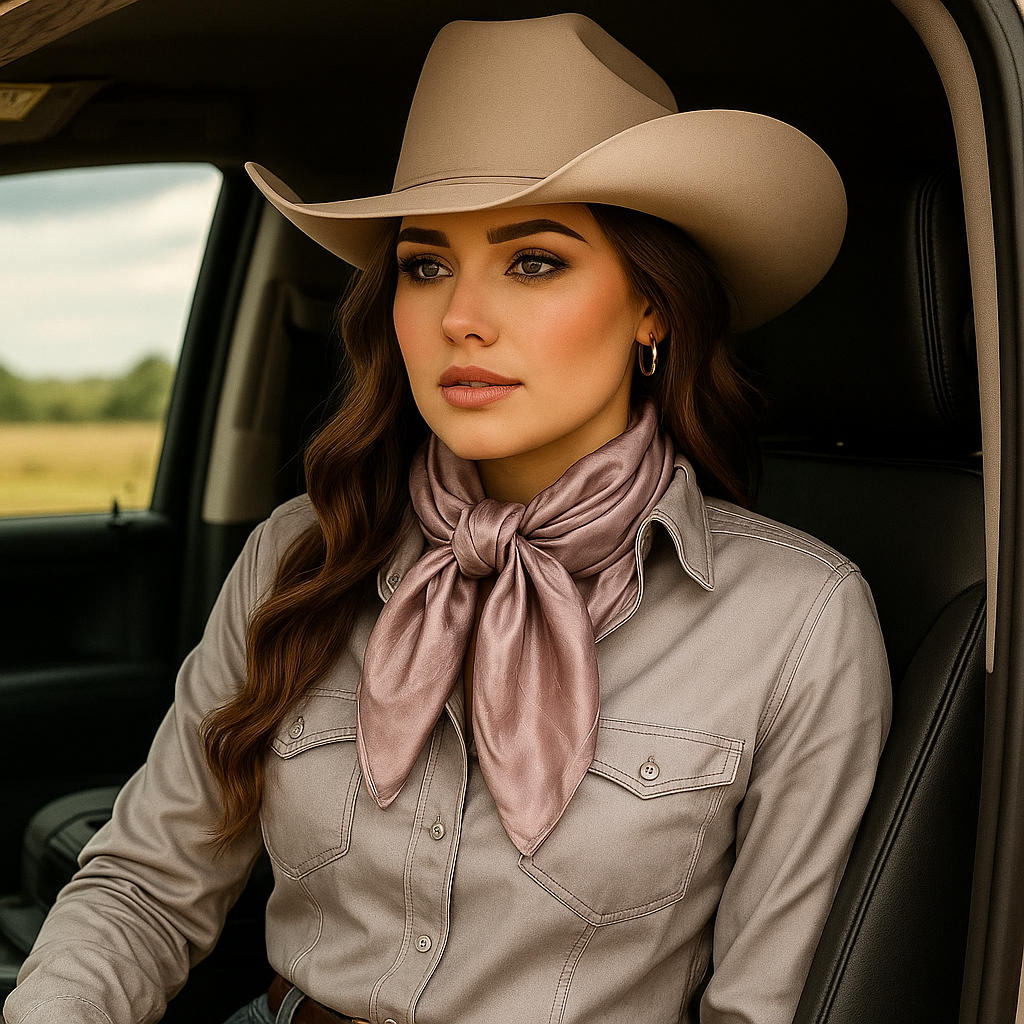 35X35" Tan Jacquard Wild Rag / Scarf WR4006X