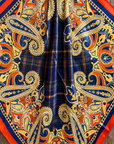 Orange and Blue Paisley Wild Rag Square Scarf 35 Inch