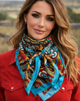 35X35"  Aqua and Teal Paisley Wild Rag / Scarf WR914