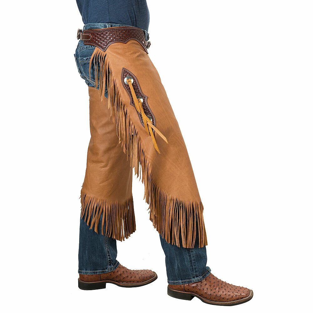 X Large Basketweave Horse Riding Chinks For General Purpose Western Leather Brown
