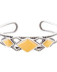 Yellow Agate and Sterling Silver Cuff Bracelet
