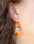 Yellow Carnelian Jade Golden Drop Earrings